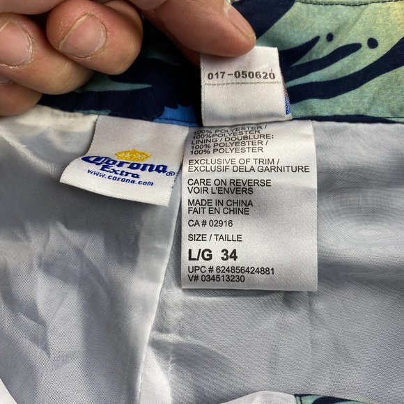 Corona Beer Swim Trunks Men Large L 34 Navy Blue Floral Bathing Suit Shorts Surf - Picture 7 of 13